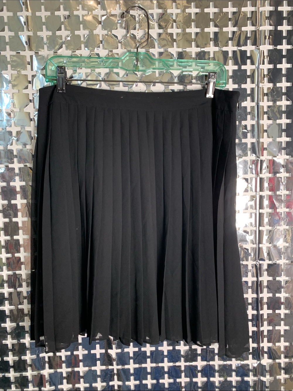 LOFT Black Pleated A-Line Midi Skirt